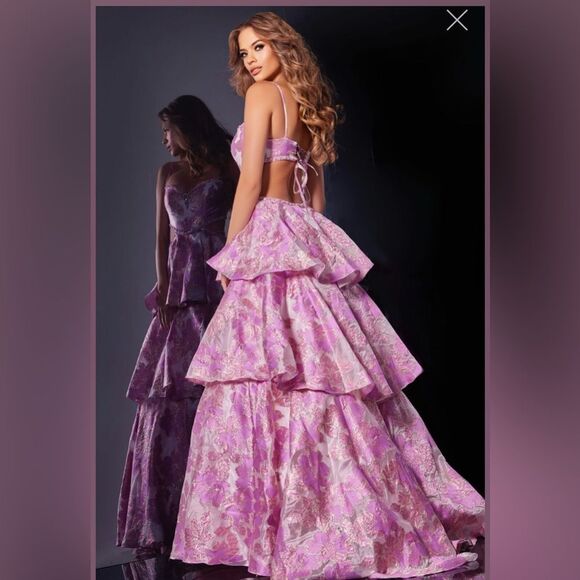 Jovani pink Floral Backless Gown - Picture 3 of 5